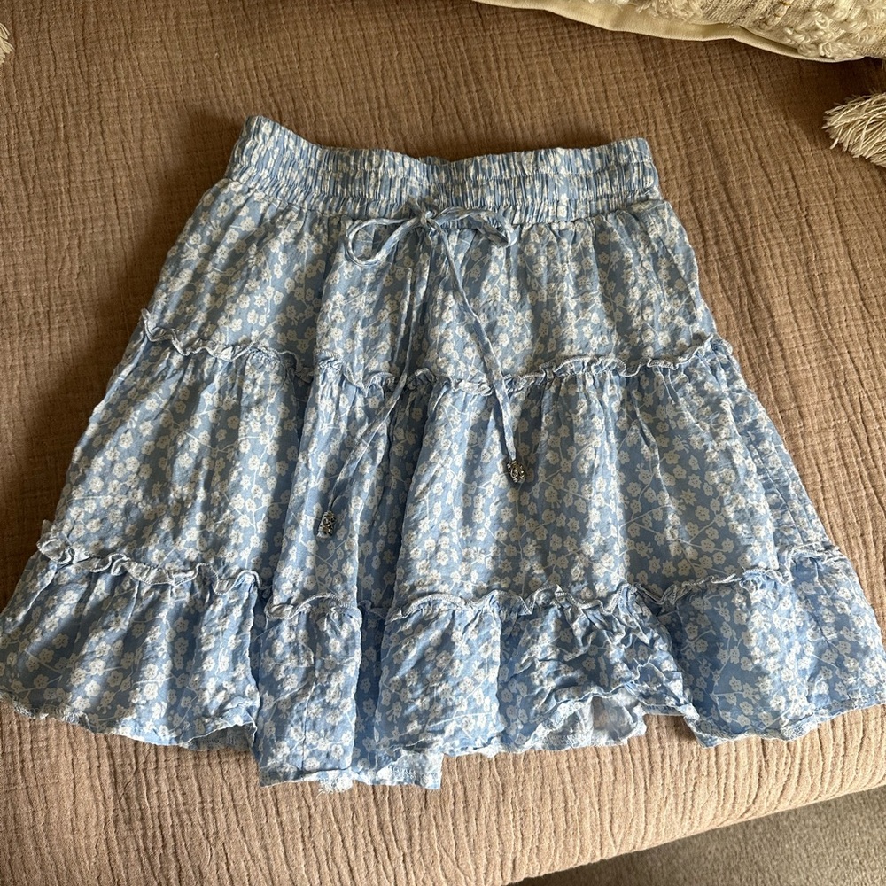 Princess Polly Light Blue Floral Blouse